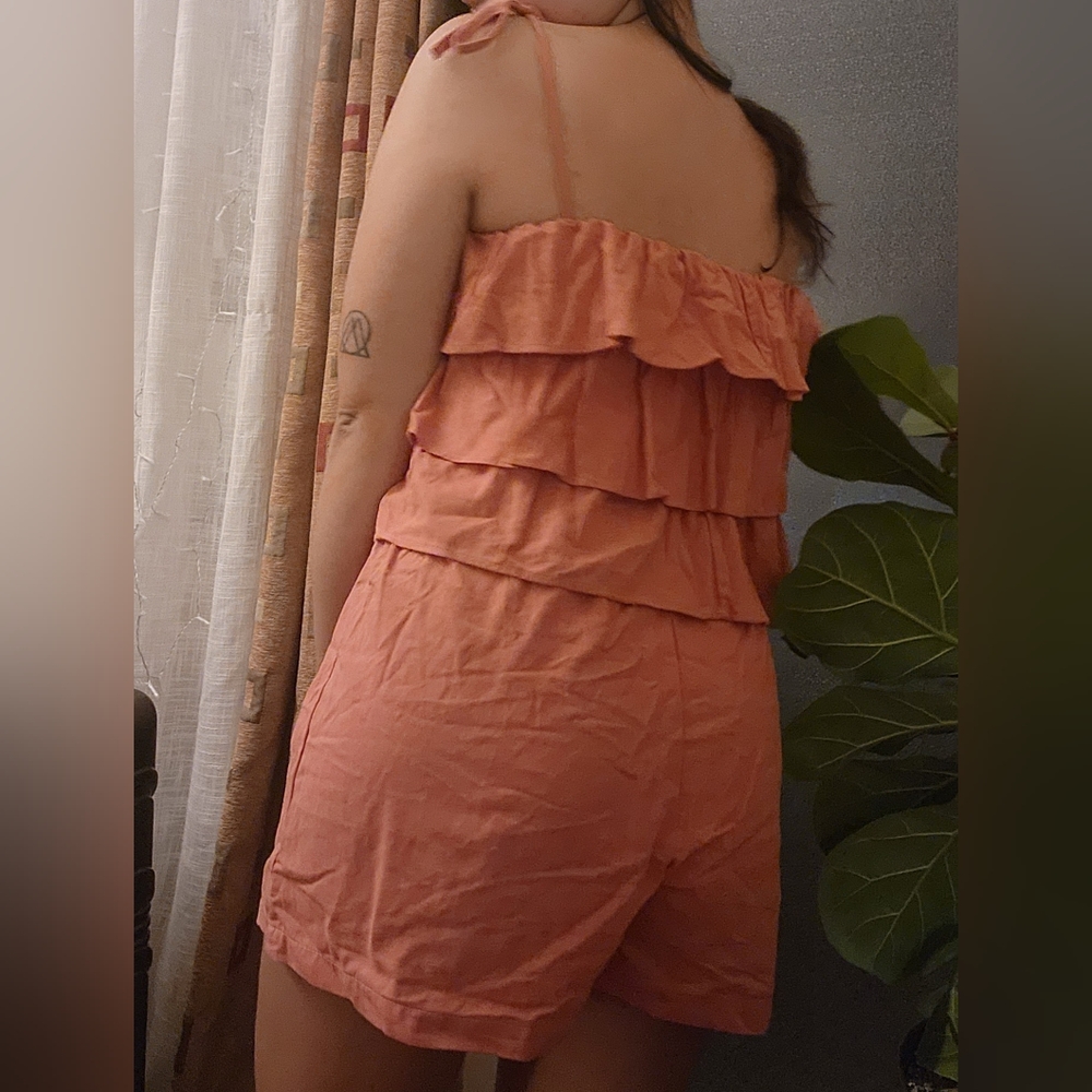 Peach Two Piece Summer Outfit Tank Top Shorts